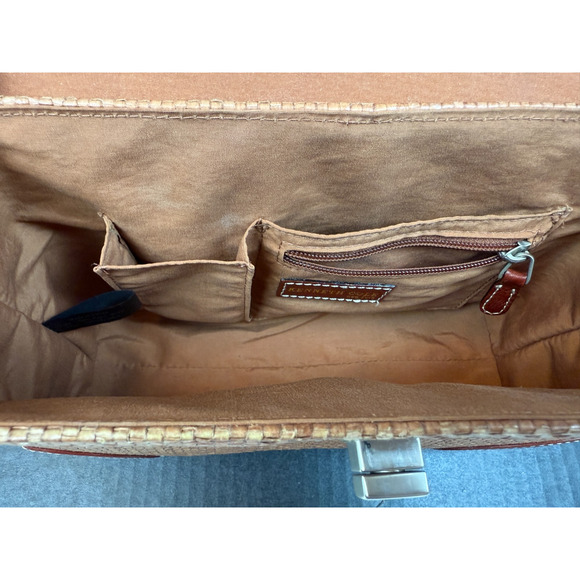 Kenneth Cole Leather and Straw Basket Top Handle Handbag Purse - Picture 9 of 16